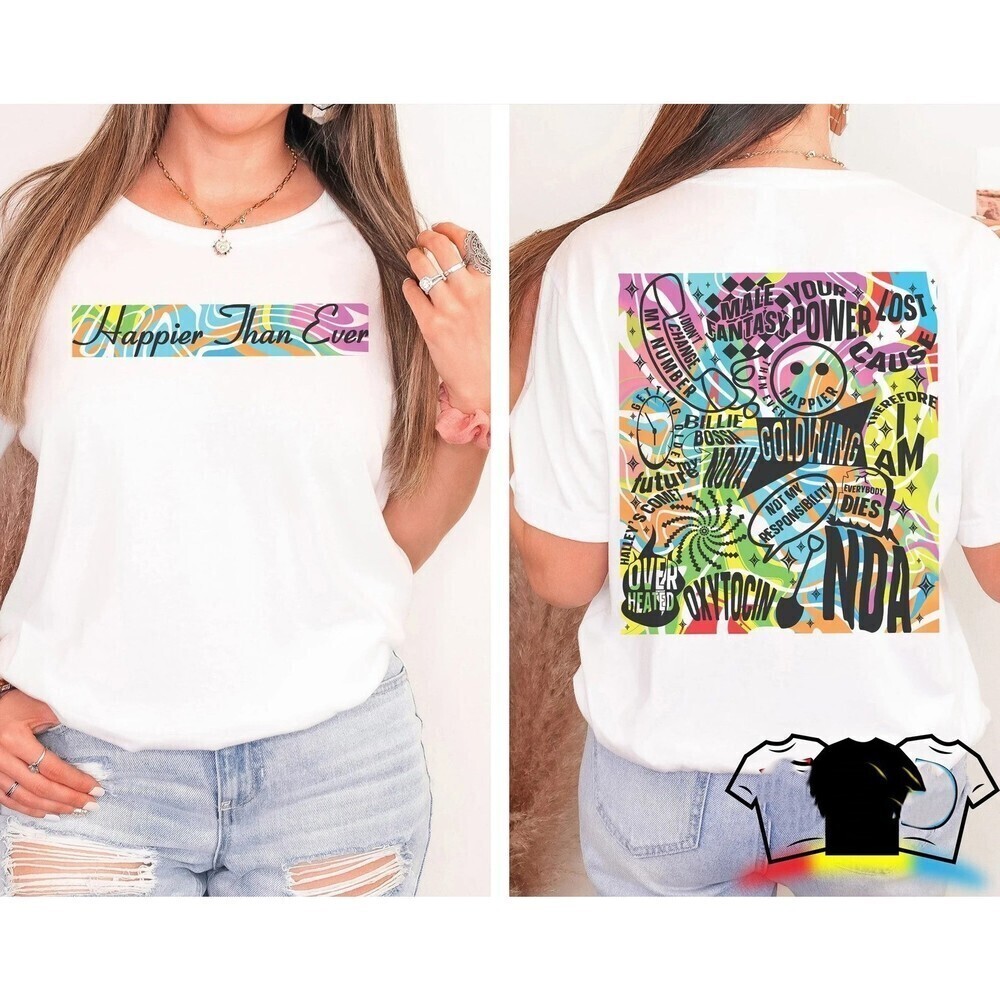 Billie Eilish 2 Sided Shirt Happier Than Ever Billie Eilish Songs Shirt